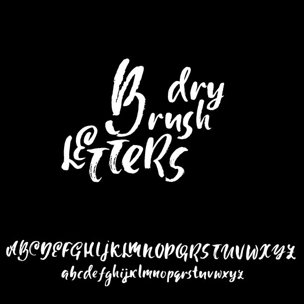 手绘干刷字体。现代刷刻字。摇滚风格的字母。矢量插图。素材图片