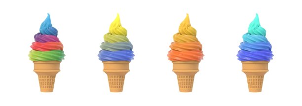 华夫蛋筒里的彩色冻酸奶冰淇淋图片下载