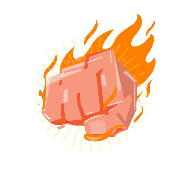 用火打拳头。力量和强大的概念——向量图片下载