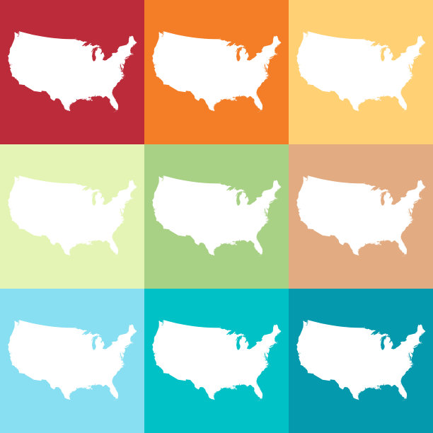 矢量美国地图在海滩颜色图片下载
