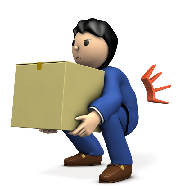 一个拿着纸板箱的商人。他的背绷得紧紧的。图片下载