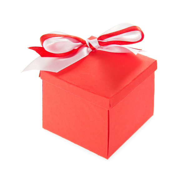 大礼盒与明亮的弓孤立在白色图片下载