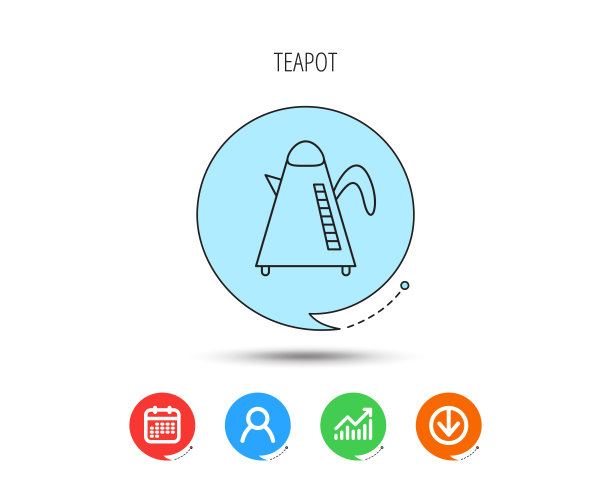 茶壶图标。厨房水壶的迹象。图片下载