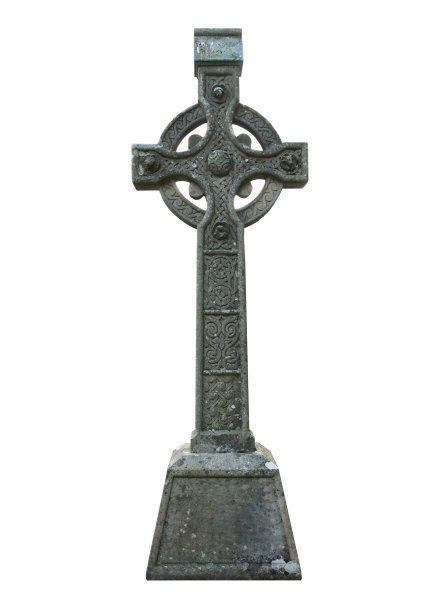 凯尔特砂岩交叉孤立在白色图片下载