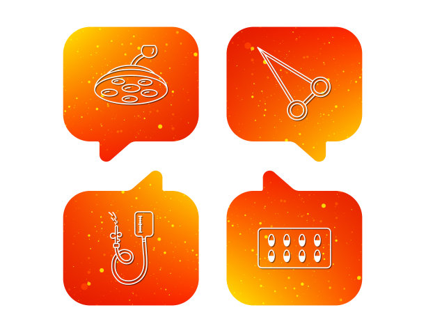 跌落柜台，胶囊和手术灯图标。图片下载