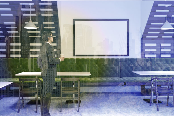 咖啡店里的年轻商人，海报图片下载