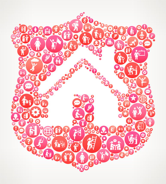 房子和盾女女孩权力图标矢量背景图片下载