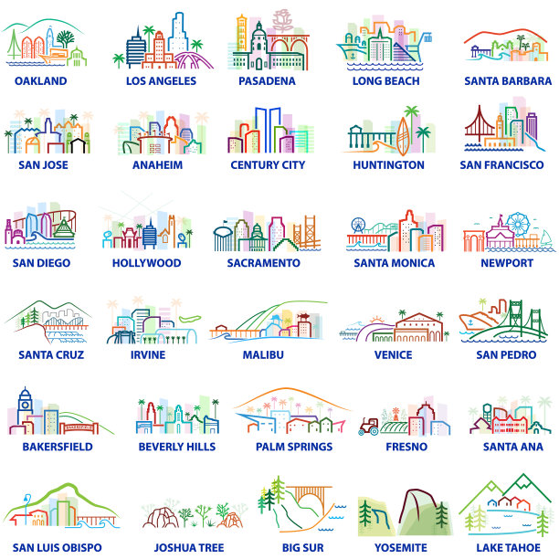 色彩斑斓的加州城市风光图片下载
