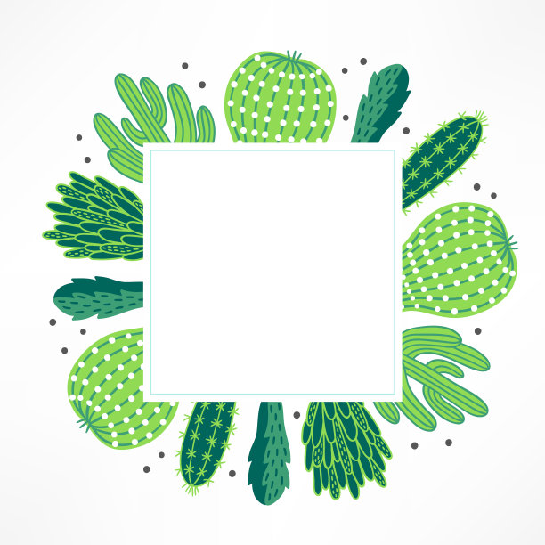 夏日贺卡仙人掌和方形空白标签图片下载