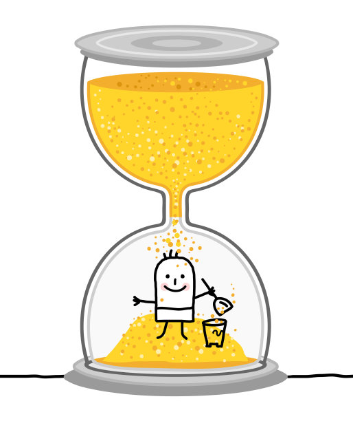 大沙漏里的卡通小孩图片下载