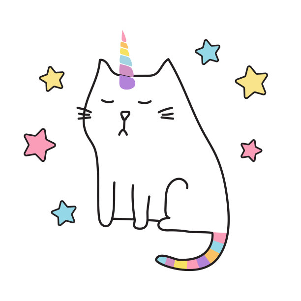 猫独角兽可爱插画图片下载