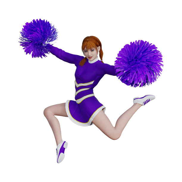 3D渲染啦啦队与白色的绒球图片下载