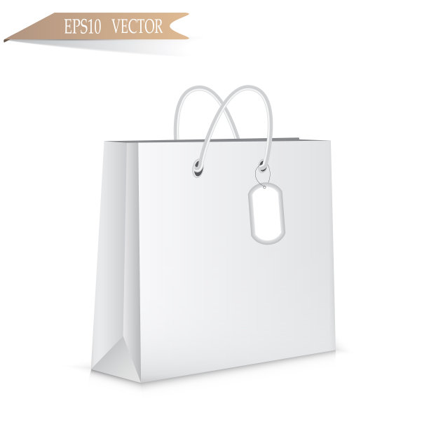 白色纸袋孤立在白色背景。矢量图图片下载