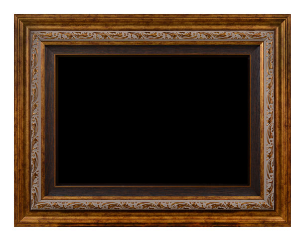 古董金框架孤立在白色背景图片下载