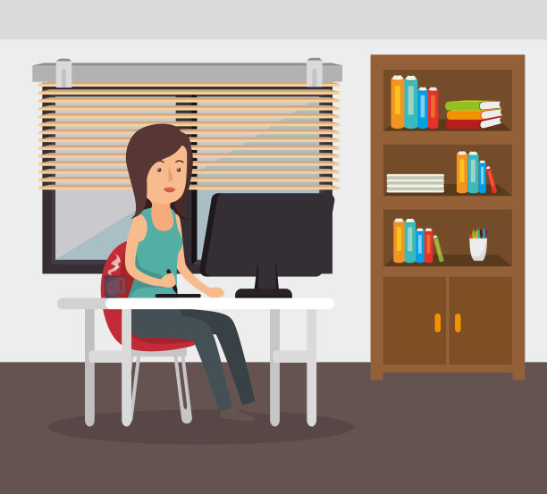 在办公室工作的女商人图片下载