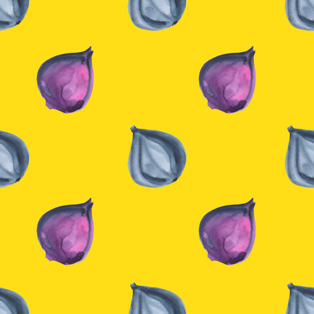 无花果。热带模式的异国水果。水彩无缝的背景图片下载