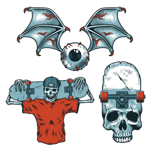 一组滑板物体图片下载