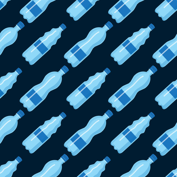 塑料水瓶矢量空白自然蓝色无缝图案背景清洁液体水液体空白模板剪影模板插图图片下载
