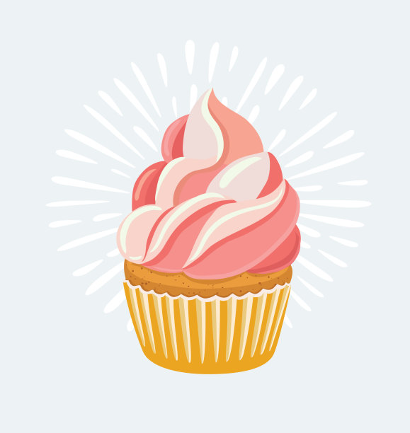 草莓纸杯蛋糕插图图片下载