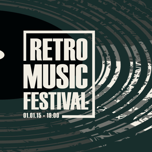 横幅复古音乐节与黑胶唱片图片下载