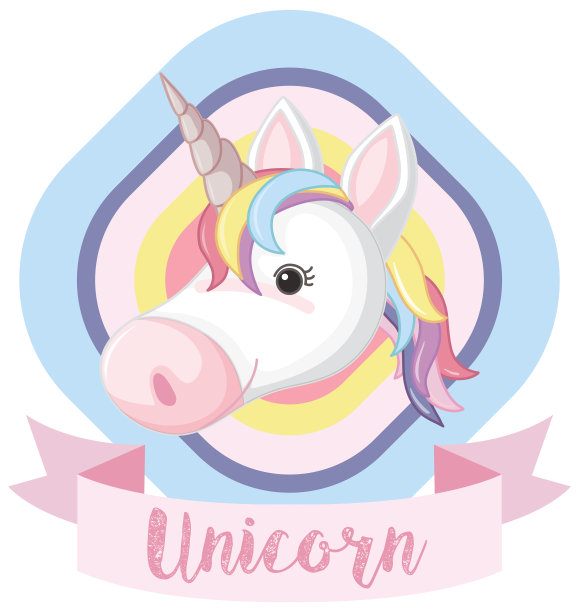 标志设计与独角兽和粉色横幅图片下载