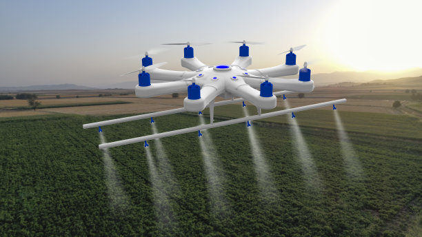 无人机喷洒田野图片下载