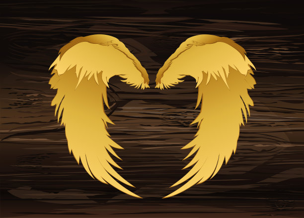 金色翅膀木纹背景矢量素材素材图片