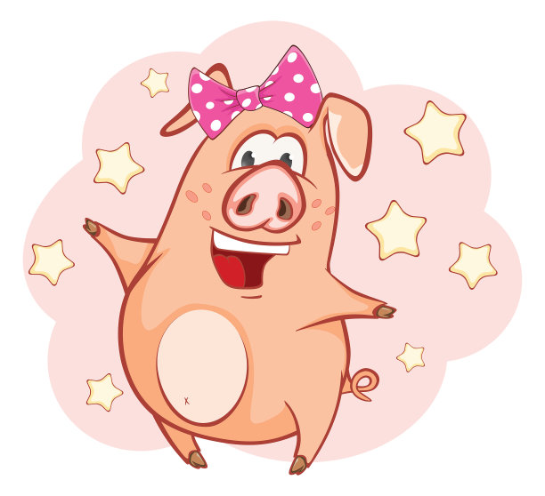 可爱小猪卡通人物插画图片下载