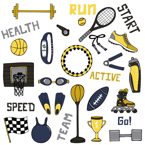 矢量组运动插图。线的艺术。图片下载