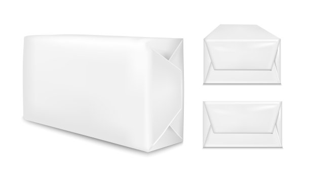 白纸包装孤立在白色背景上。用于肥皂，咖啡，香料，糖果，饼干和面粉的小袋图片下载