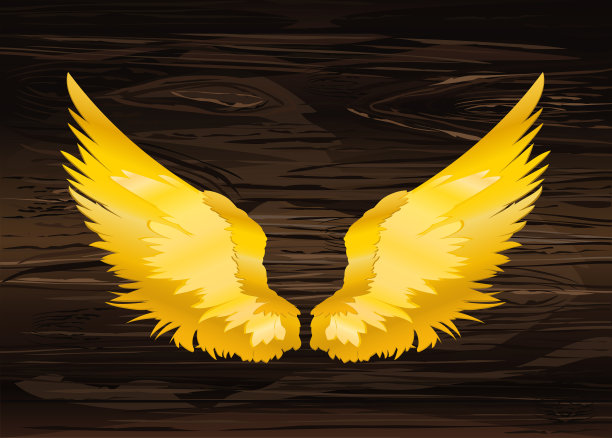 金色翅膀木纹背景矢量素材素材图片