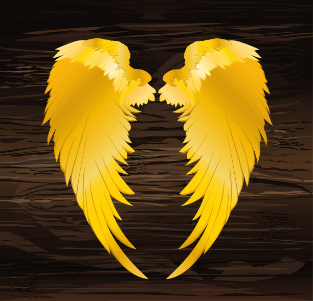 金色翅膀木纹背景矢量素材素材图片