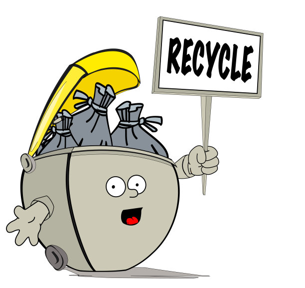 循环Bin卡通人物。在白色背景上孤立素材图片