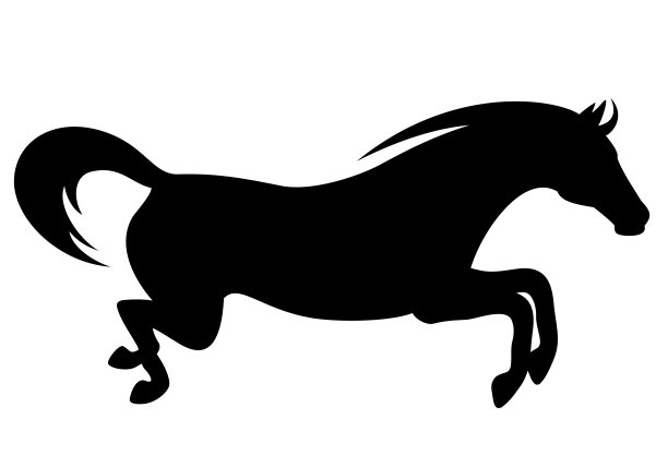 跳跃马黑色矢量剪影图片下载