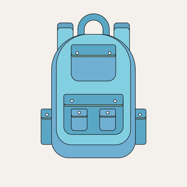 学校背包在一个平坦的风格。孩子们的背包以白色为背景图片下载