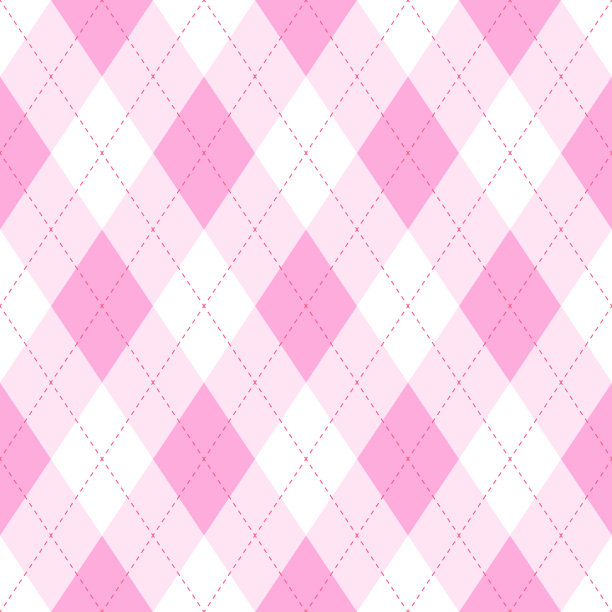 粉色菱形无缝图案背景。带有虚线的菱形形状。简单的平面矢量图图片下载