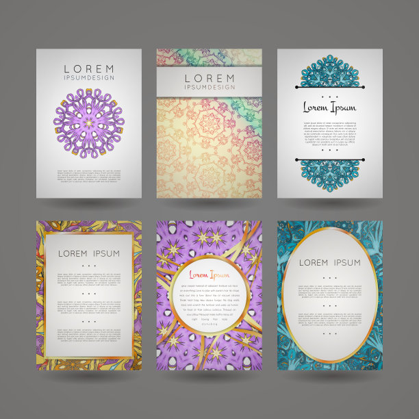 曼荼罗符号设计系列。一套商业名片与圆形装饰。图片下载