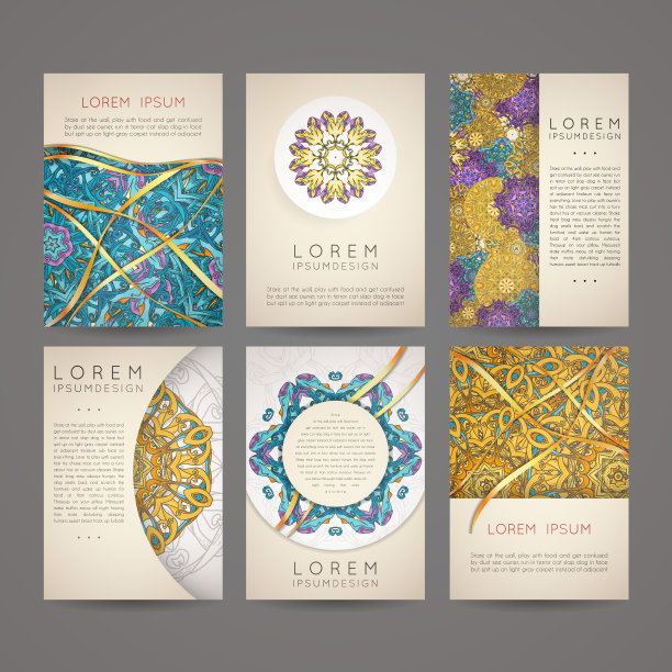 曼荼罗符号设计系列。一套商业名片与圆形装饰。图片下载