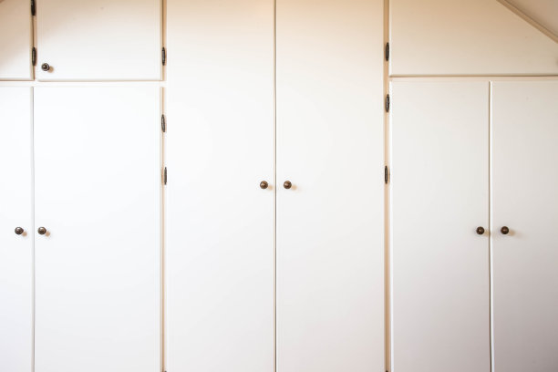 许多白色的壁橱门在现代住宅中显得复古图片下载