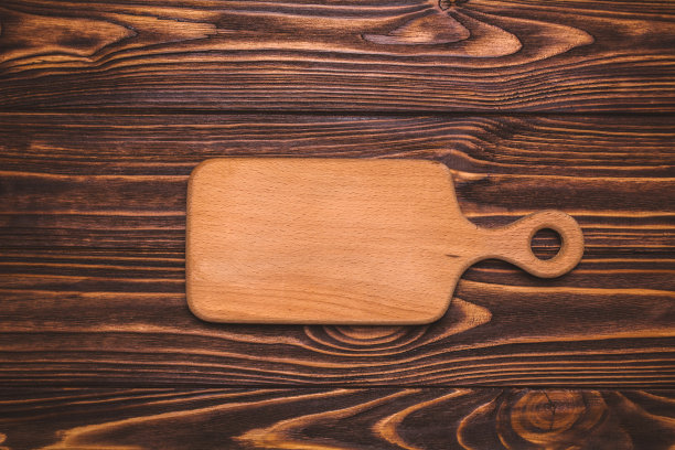 厨房砧板木质背景，俯视图图片下载