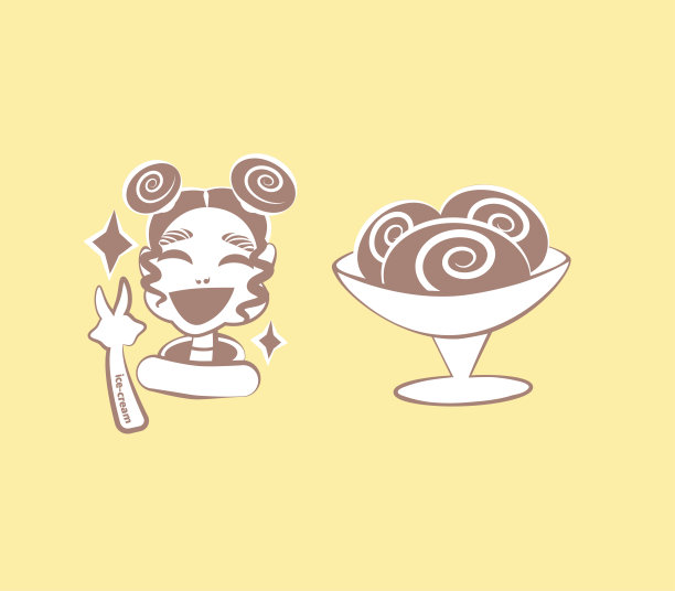冰淇淋碗女孩两种颜色图片下载