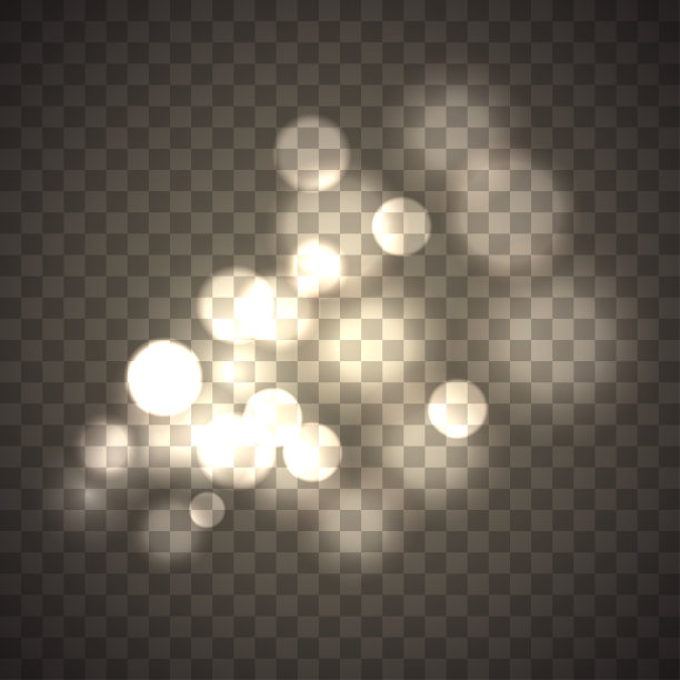 抽象的圆散景效果隔离在透明背景上。圆散焦太阳眩光。神奇的光点。在黑暗的背景下发光的粒子。发光的节日灯。矢量插图。图片下载