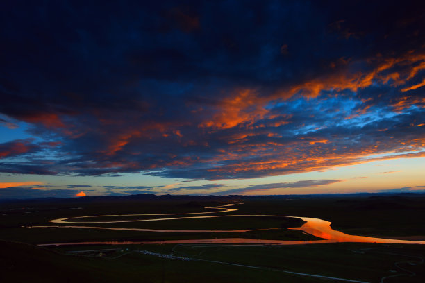 黄河第一弯夕阳云素材图片