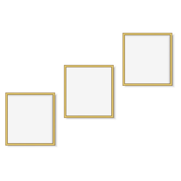 一套金色的方形相框。向量。图片下载