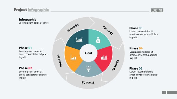 五相幻灯片模板图片下载