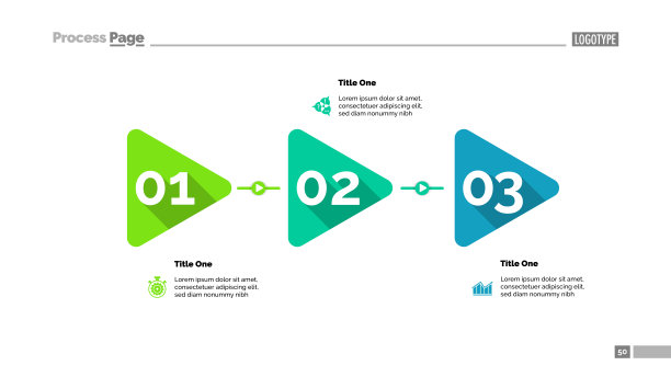 带有三个步骤的三角形时间轴图表图片下载