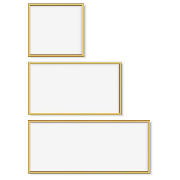 一套金色的方形相框。向量。图片下载