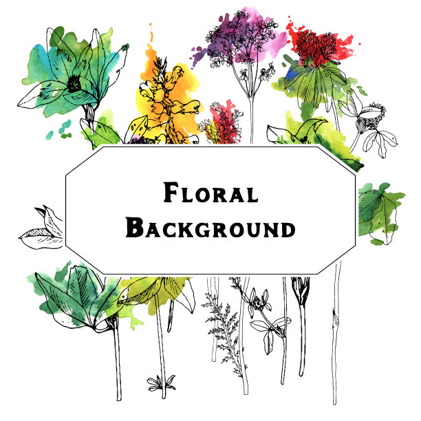 背景与绘制草本和花卉图片下载