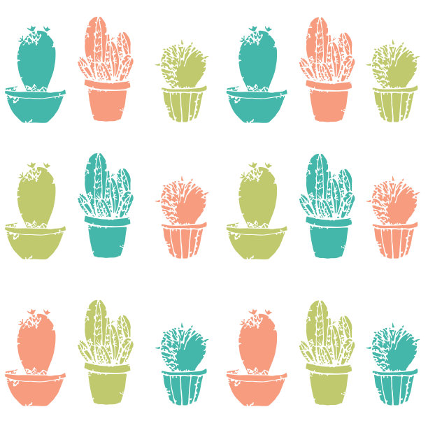 自然无缝图案与手绘仙人掌。盛开的墨西哥沙漠植物。素材图片