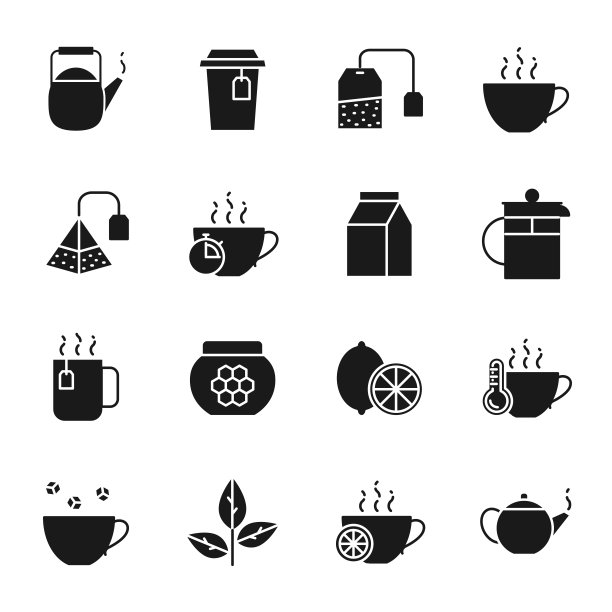 茶剪影图标集图片下载